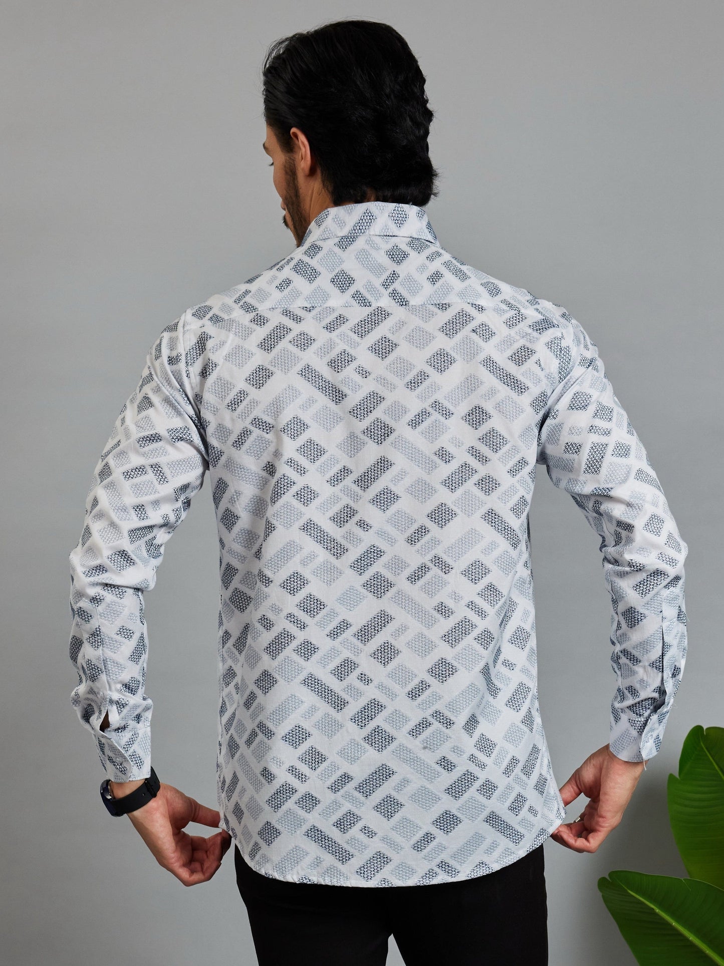 OTFIT Men's Premium Cotton Jacquard Weave Shirt Full Sleeve | No Pocket