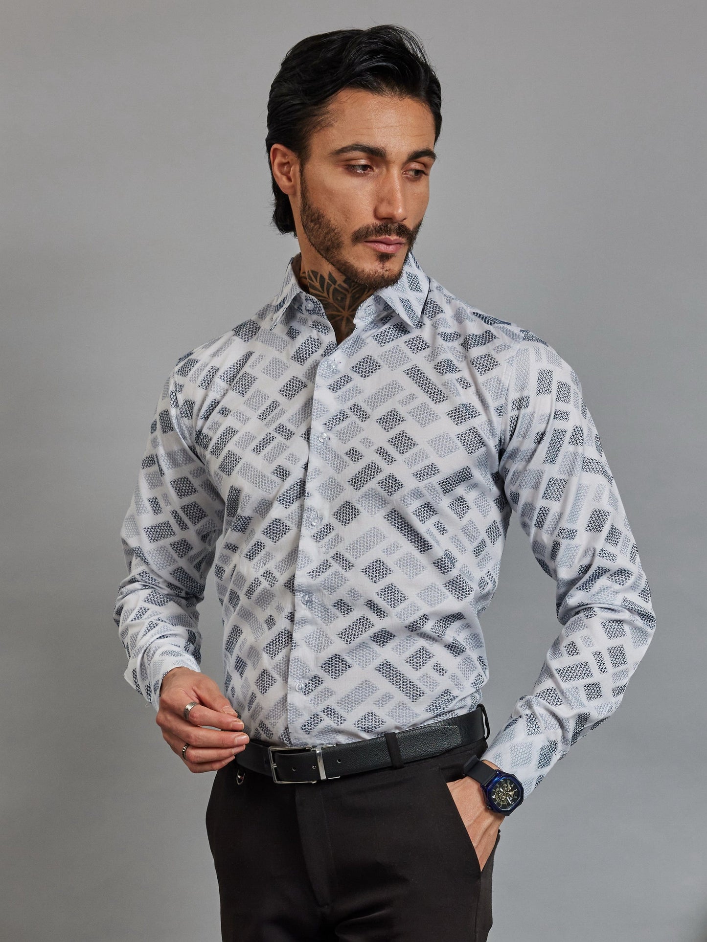 OTFIT Men's Premium Cotton Jacquard Weave Shirt Full Sleeve | No Pocket