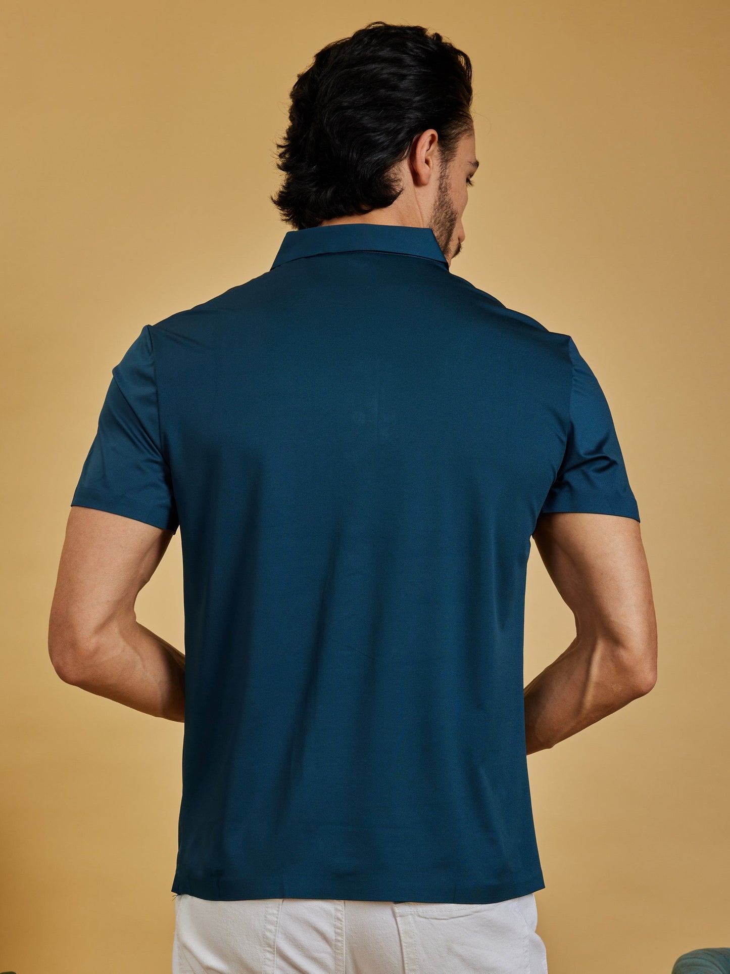 OTFIT T-Shirt Men’s Stitchless Polo T-Shirt – Dark Bottle Green Premium Nylon, No Pocket, 3-Button Style