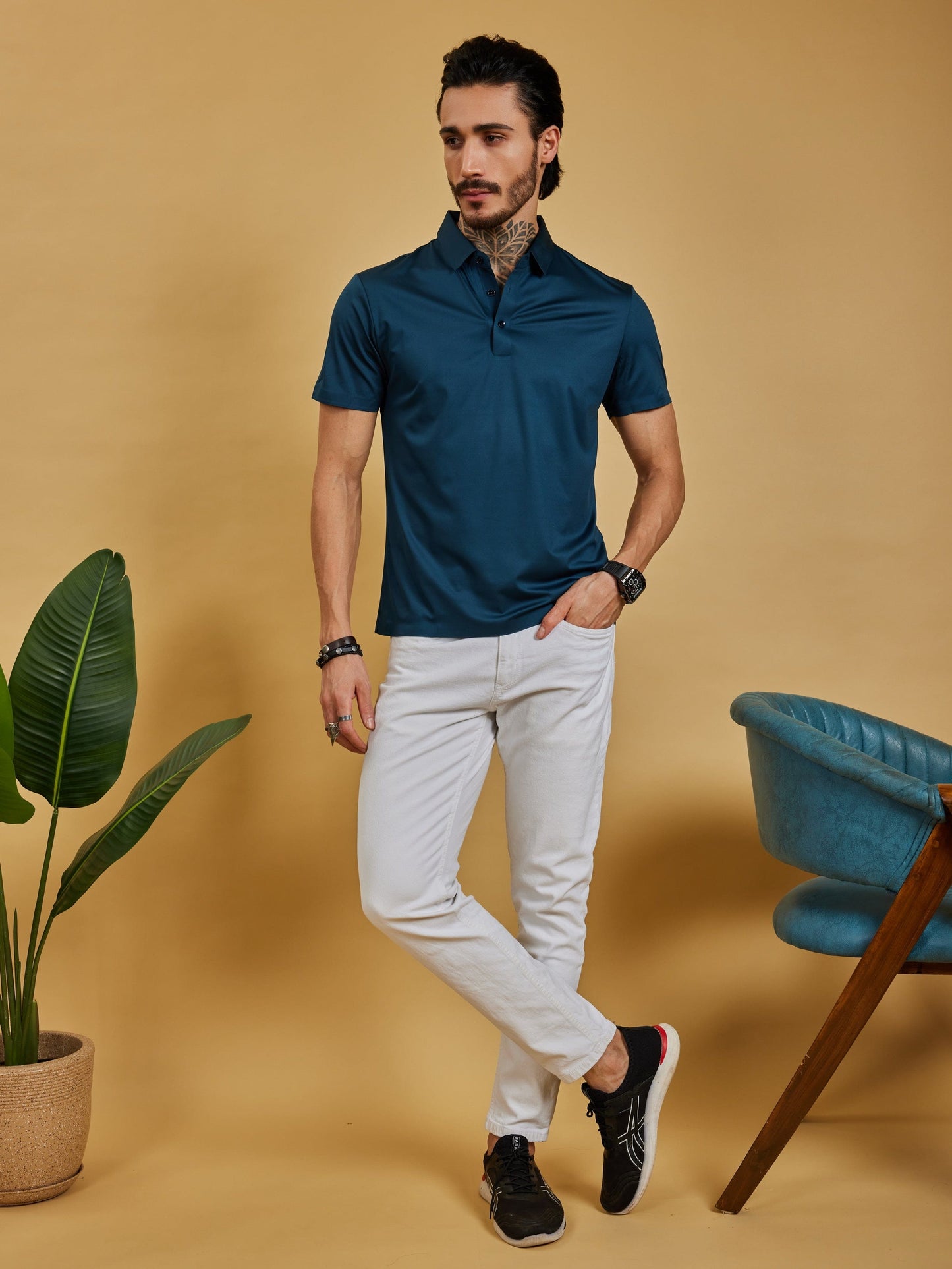 OTFIT T-Shirt Men’s Stitchless Polo T-Shirt – Dark Bottle Green Premium Nylon, No Pocket, 3-Button Style
