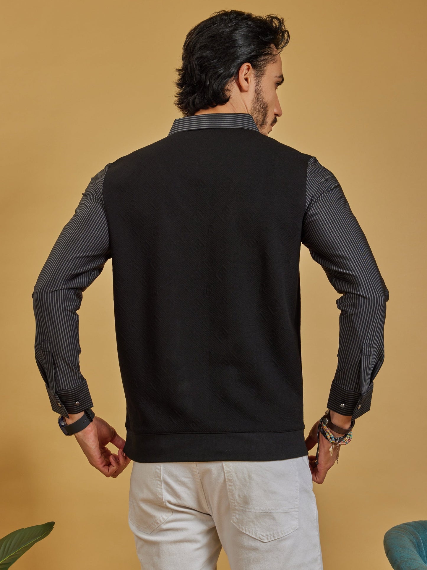 OTFIT T-Shirt Men’s V-Neck Full Sleeve T-Shirt – Cotton Body, Nylon Sleeves (Black edition)