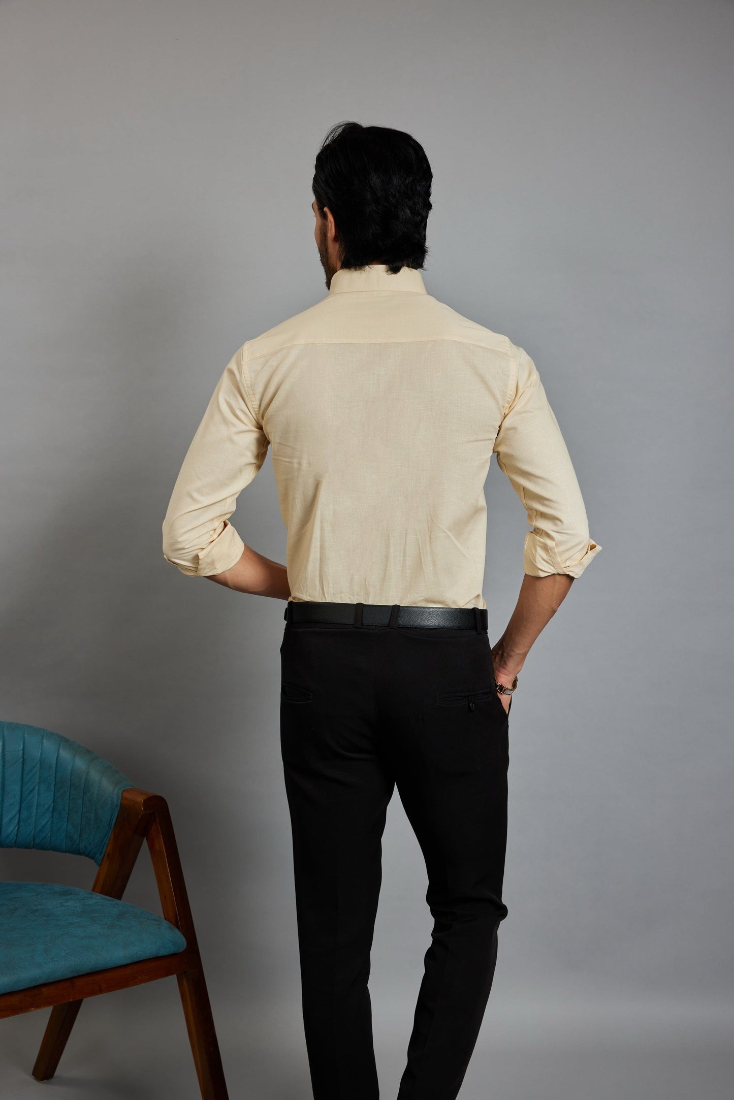 OTFIT Men’s Classic Linen Shirt – Buttercream (Full Sleeve)