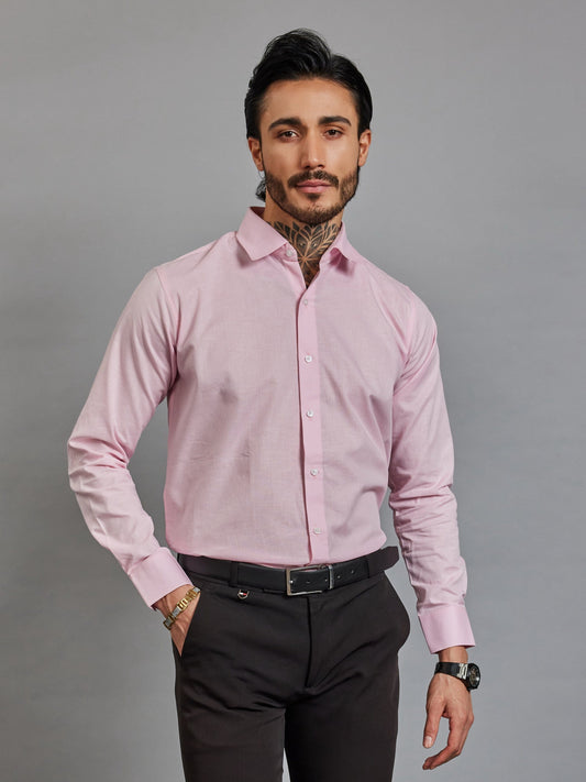OTFIT Men’s Classic Linen Shirt – Pink (Full Sleeve)