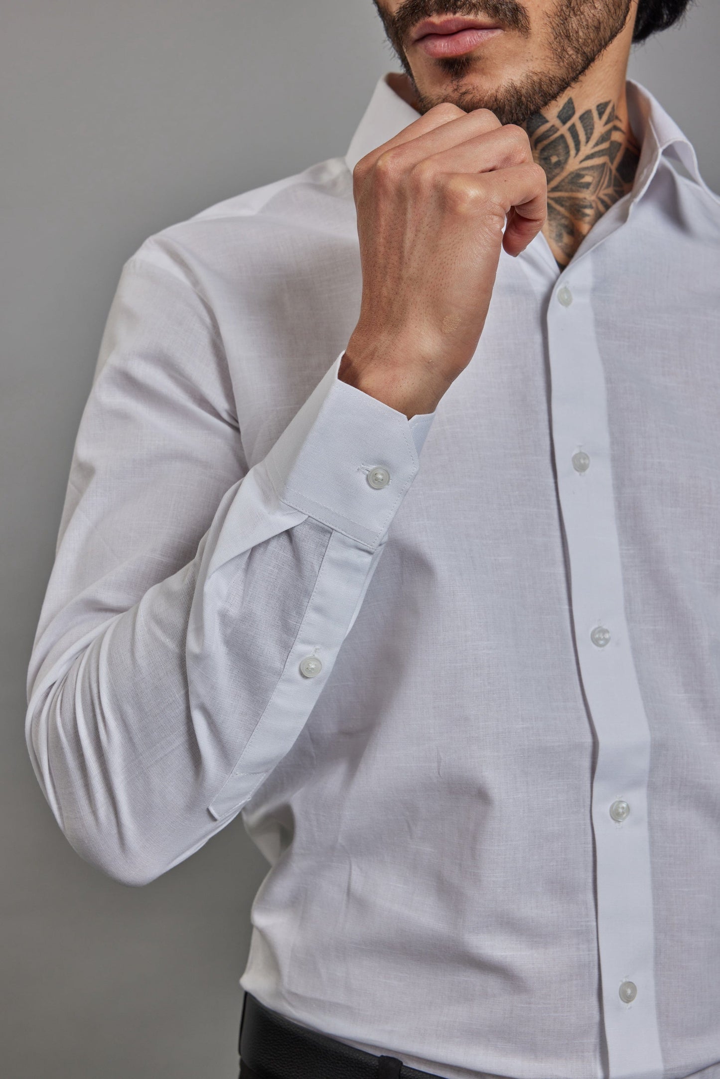 OTFIT Men’s Classic Linen Shirt – White (Full Sleeve)
