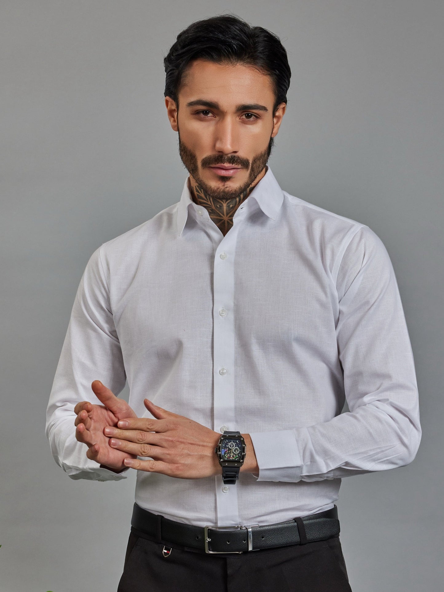 OTFIT Men’s Classic Linen Shirt – White (Full Sleeve)