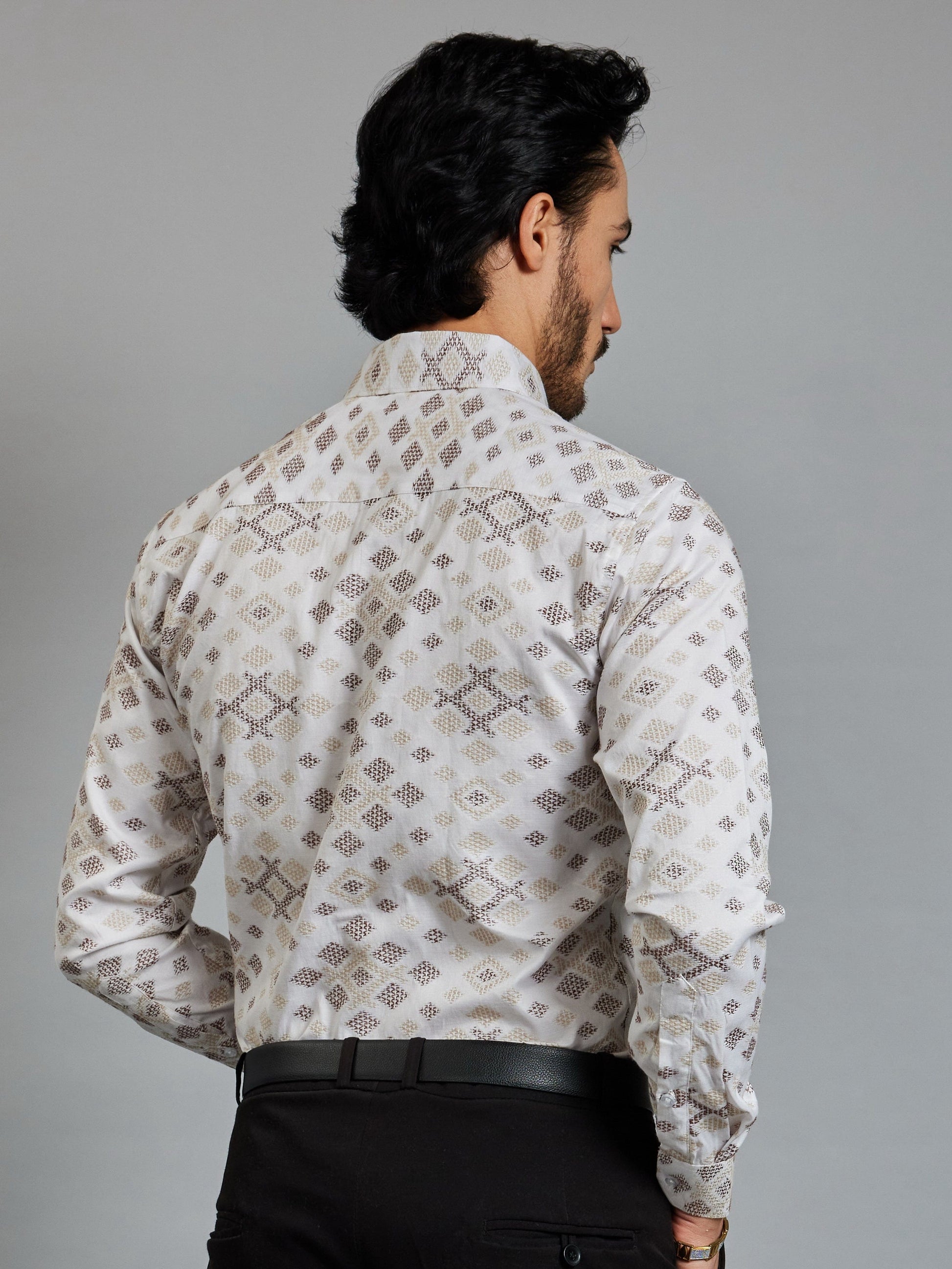 OTFIT Men's Premium Cotton Jacquard Weave Shirt | Full Sleeve | No Pocket