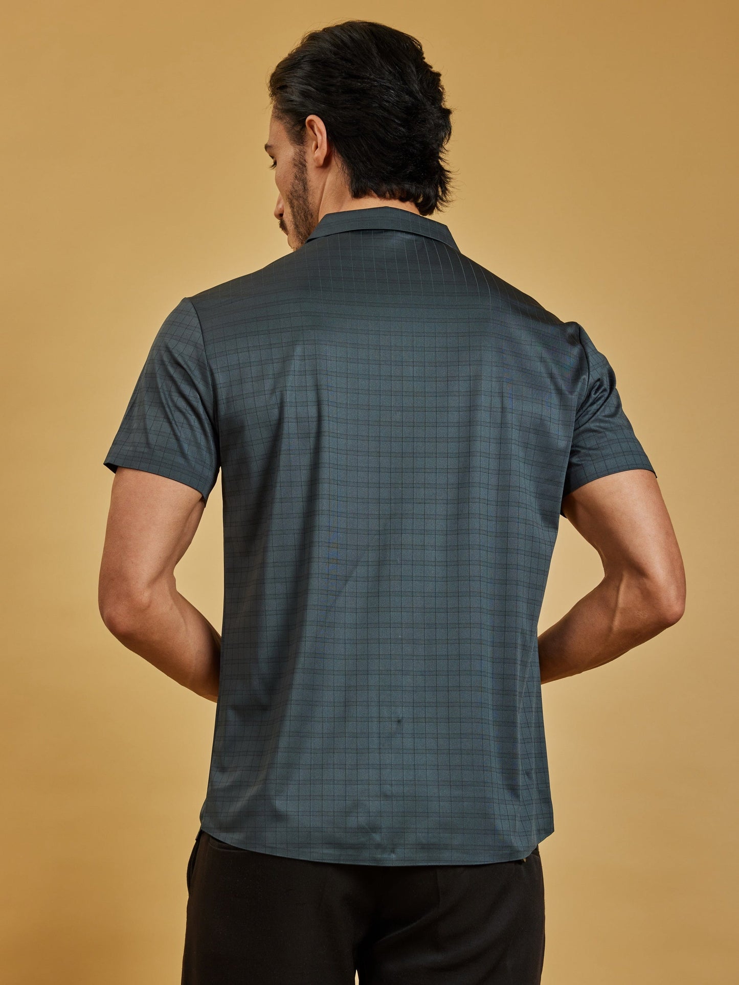 OTFIT Men’s Stitchless Half Sleeve Shirt – Deep Pine Green Box Checks with Pocket
